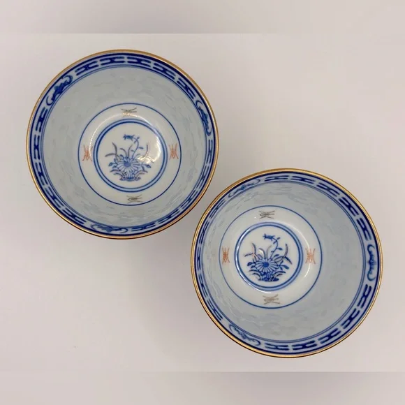 VTG Chinese Rice Eyes Porcelain Tea Cup/Sake Cup/Saucer Jingdezhen 3 Piece Set - Picture 3 of 10